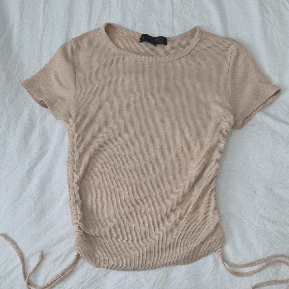 Chic Beige Short Sleeve Top